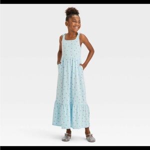 Girls' Floral Knit Maxi Dress - Cat & Jack™ Light Blue